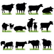 Vector: cows silhouettes cows silhouettes