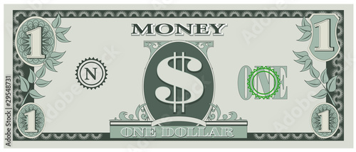 Vector: Vector illustration of game money - one dollar bill Vector illustration of game money - one dollar bill