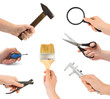 Set of hand with tool Set of hand with tool