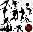 Vektor: bowling people silhouettes - vector bowling people silhouettes - vector