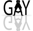 Gay typography with two men  silhouettes