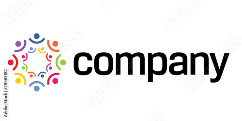Vector: People holding hands logo for social organization People holding hands logo for social organization
