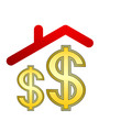 Dollar symbol under roof
