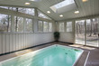 Small lap pool with skylights