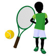African American Teen Tennis Player Illustration