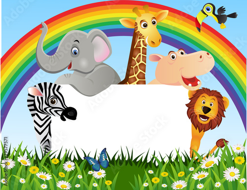 Vector: Animal cartoon and blank space Animal cartoon and blank space