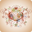 Vintage heart & floral calligraphy ornament - a stylized orchid