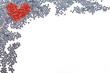 Background from beads with red hearts