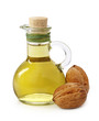 Bottle of walnut oil on white background Bottle of walnut oil on white background