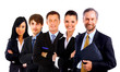 business man and his team isolated over a white background