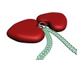 Two red hearts necklace - 3d illustration
