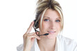 young blond girl with headphones