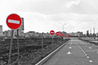 Photo: The road and "no entry" road signs The road and "no entry" road signs