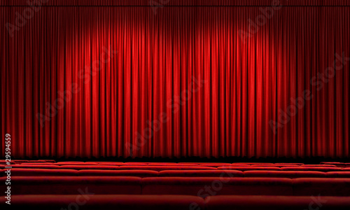Photo: Large Red Curtain With Spotlights Large Red Curtain With Spotlights