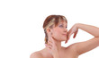 Beautiful young female face with a wellness complexion Beautiful young female face with a wellness complexion