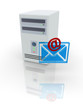 Rendered Mail-Server Concept with glossy Mail sign.