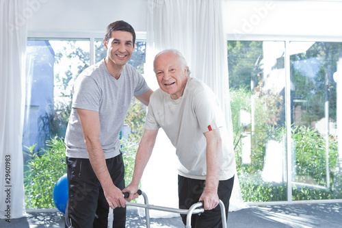 Photo: Old man trying to walk Old man trying to walk