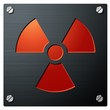 Vector: Radioactivity sign on metal plate Radioactivity sign on metal plate