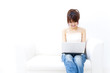 a portrait of beautiful asian woman using a laptop