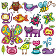 Cartoon flora and fauna set Cartoon flora and fauna set