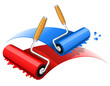 Vector illustration of red and blue paint roller