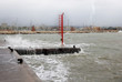 pier submerged by water and big waves pier submerged by water and big waves
