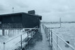 rain and big waves on the pier rain and big waves on the pier