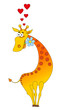 Vector illustration. Valentine love giraffe.