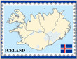 Iceland national emblem map coat flag business background