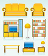 living room objects, furniture and equipment