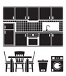 kitchen objects, furniture and equipment
