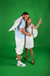 A angel and girl isolated on green A angel and girl isolated on green