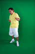 A boy isolated on green A boy isolated on green