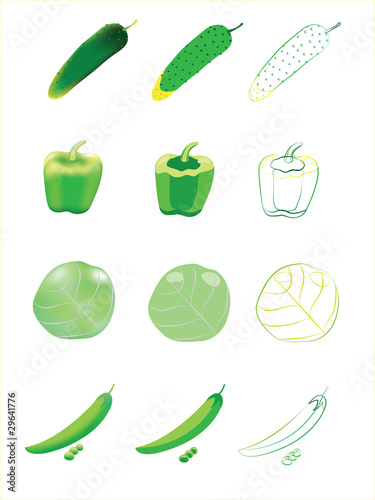 Vector: Green vegetables. Green vegetables.