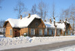 Russian northern houses in winter Russian northern houses in winter