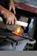 Making a decorative pattern on the anvil