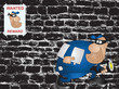 Illustration: Cartoon wanted burglar against a grunge wall Cartoon wanted burglar against a grunge wall