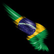 Illustration: Abstract wing with Brazil flag on black background Abstract wing with Brazil flag on black background