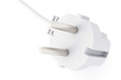 Photo: light cable and electric plug on a white background light cable and electric plug on a white background