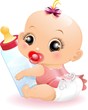 Neonato Bebè con Biberon-Baby with Baby Bottle-2-Vector