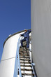 oil-worker and fuel-storage tanks