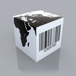cube with world map and barcode cube with world map and barcode