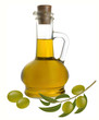 bottle of olive oil with olives