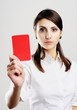 Woman with red card
