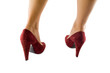 piedi femminili con scarpe rosse
