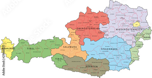 Vector: Österreich, Bundesländer, Bezirke Österreich, Bundesländer, Bezirke