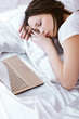 sleeping girl with laptop