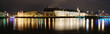 Night panorama with buildings and river Night panorama with buildings and river