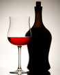 Still-life with the red wine glass and bottle Still-life with the red wine glass and bottle
