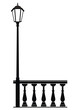 Vector street lantern in the old style and balustrade